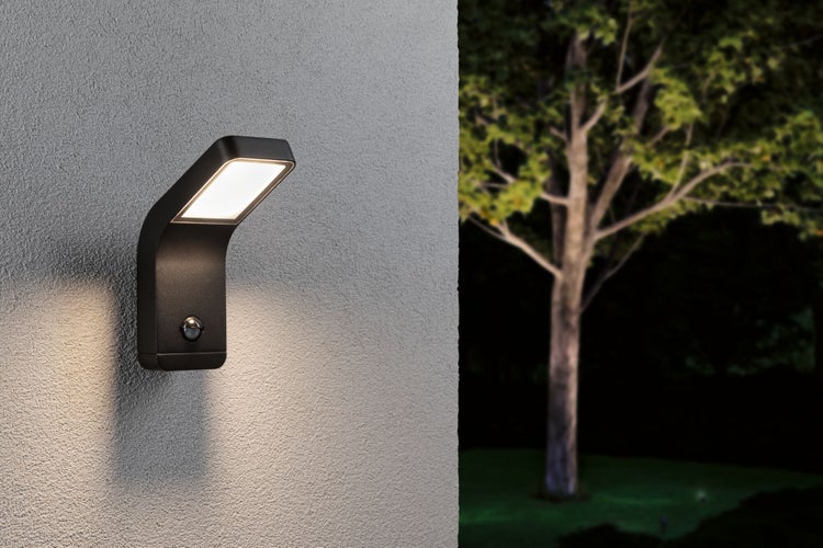 LED Außenwandleuchte Kulma Dämmerungsgesteuerter Bewegungsmelder (IR) seewasserresistent IP44 90x174mm 3000K 7,5W 500lm 230V Anthrazit Aluminium