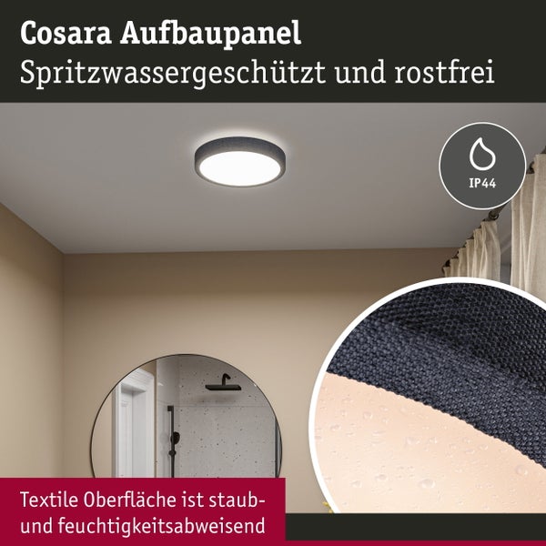 LED Panel Cosara IP44 rund 300mm 15W 1300lm 4000K Dunkelgrau