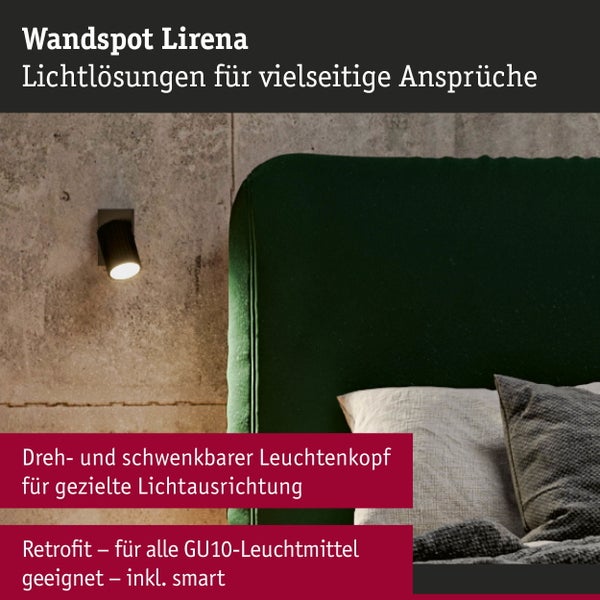Wandspot Lirena an einer Wand neben einem grünen Kopfteil