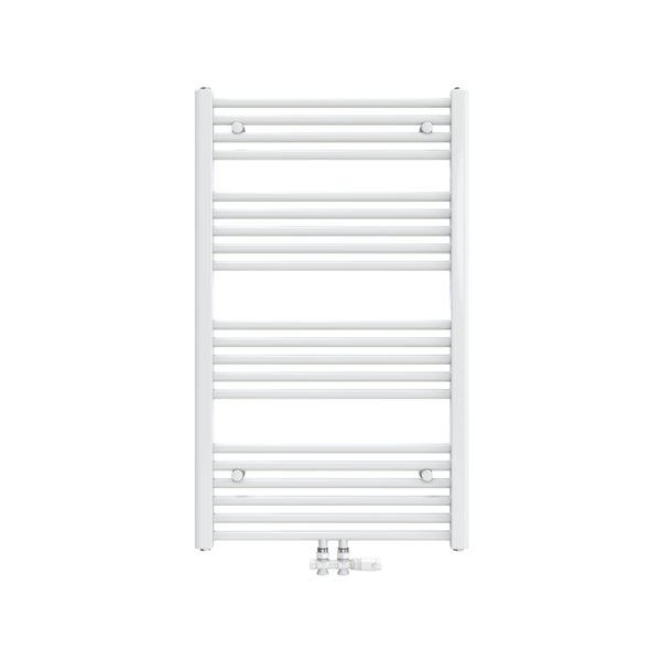 Weißer Handtuchheizkörper mit horizontalen Heizrohren