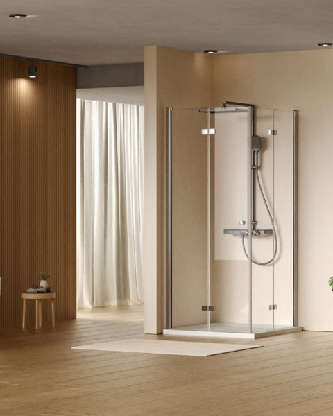 Begehbare Dusche mit Duscharmatur im Badezimmer