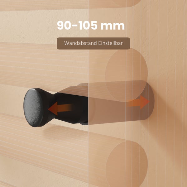 EMKE Badheizkörper Handtuchwärmer Handtuchtrockner 50 x 100 cm für Badezimmer, Mittelanschluss Wasserbetrieb, zentral beheizt, Rundrohr, 10 bar, 451W Anthrazit