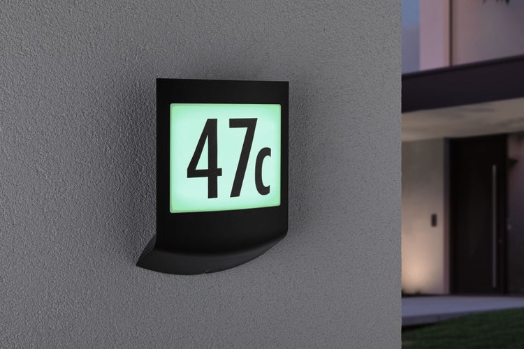 LED Außenwandleuchte Smart Home Zigbee 3.0 Padea Dämmerungssensor IP44 198x71mm RGBW+ 8,2W 550lm 230V Anthrazit Kunststoff