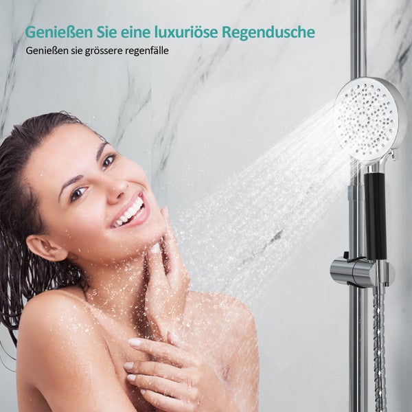EMKE Duschkopf mit 6 Strahlarten – Regendusche Handbrause, Chrom, Universelle G1/2 Schnittstelle, Hochdruck Wassersparend, Anti-Kalk-Funktion für Badezimmer