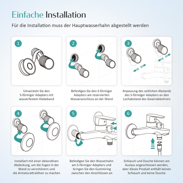 EMKE Aufputz-Badewannenarmatur für zwei Abnahmestellen  Einhebelmischer, Wannenarmatur, Wasserhahn, Chrom