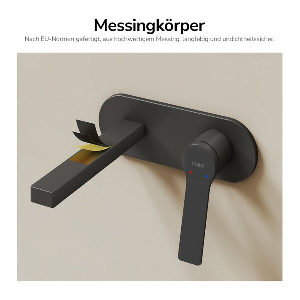 Wandarmatur aus Messing mit EMKE Logo