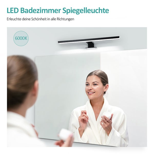 EMKE Spiegelleuchte LED Spiegelleuchte 40cm Spiegellampen für Badezimmer IP44 Schrankleuchte, Schwarz, Kaltweißes Licht 6000K