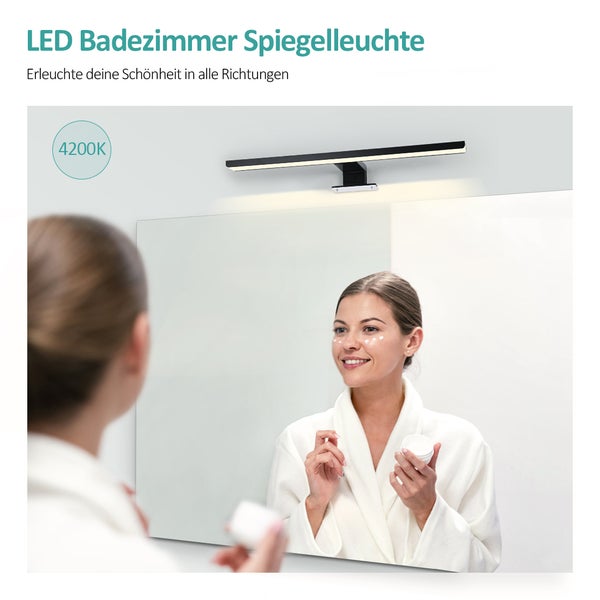 EMKE Spiegelleuchte LED Spiegelleuchte 40cm Spiegellampen für Badezimmer IP44 Schrankleuchte, Schwarz, Neutral Licht 4200K