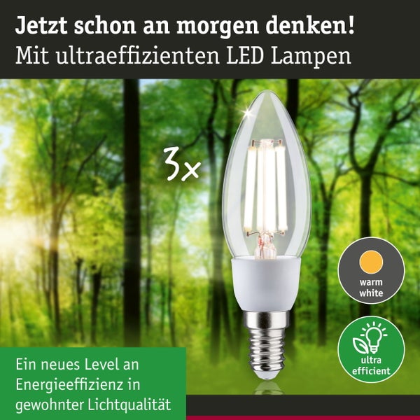 Eco-Line Filament 230V LED Kerze E14 3x525lm 3x2,5W 3000K Klar