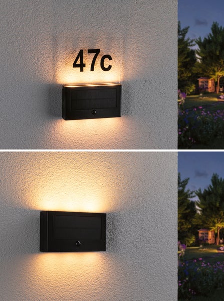 Solar LED Hausnummernleuchte Neda Bewegungsmelder insektenfreundlich IP44 2200K 18lm Anthrazit
