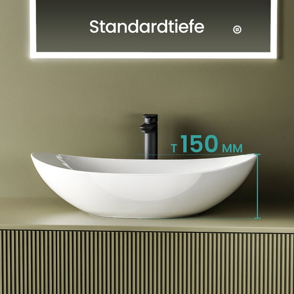 Aufbauwaschbecken aus Keramik, Tiefe 150 Millimeter