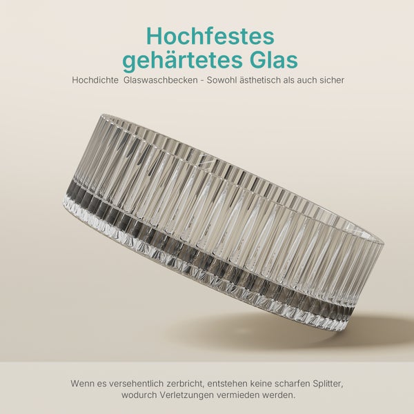 Waschbecken aus gehärtetem Glas für hohe Beanspruchung