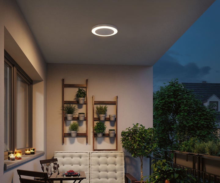 LED Deckenleuchte Circula Dämmerungssensor Dämmerungsgesteuerter Bewegungsmelder (IR) seewasserresistent IP44 rund 320mm 3000K 14W 880lm 230V Weiß Kunststoff