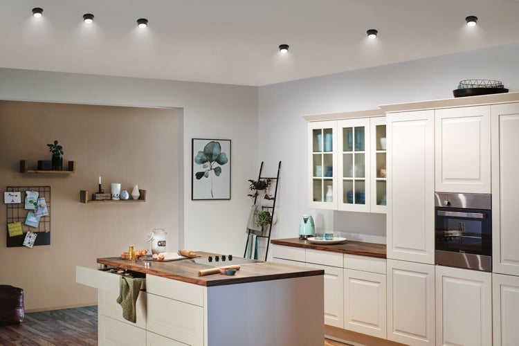 LED Einbauleuchte 3-Step-Dim Gil Coin Basisset IP44 rund 68mm Coin 3x6W 3x470lm 230V dimmbar 2700K Schwarz matt, Eisen gebürstet