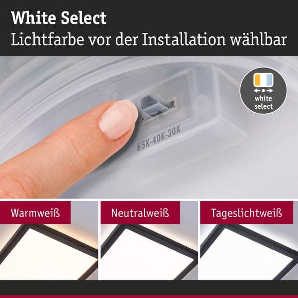 Wählbare Lichtfarbe vor der Installation mit dem White Select Schalter.