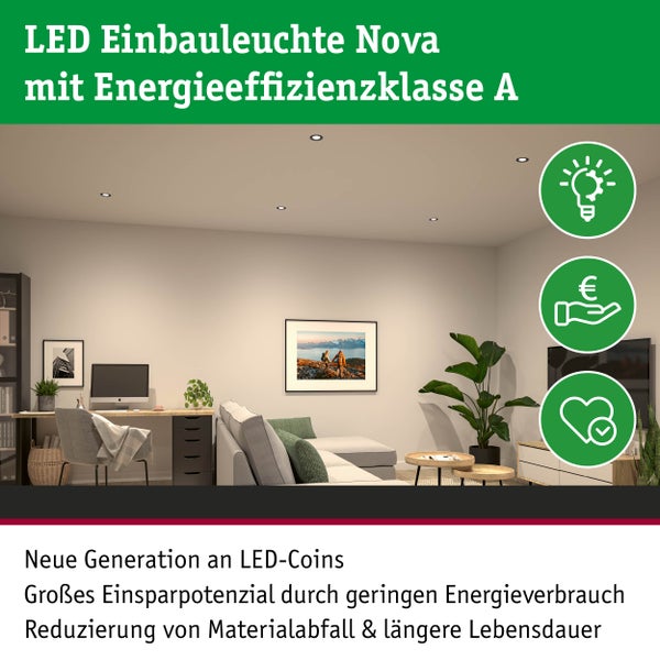 LED Einbauleuchte Nova Coin Einzelleuchte rund 84mm 50° 2,8W 505lm 230V 4000K Eisen gebürstet
