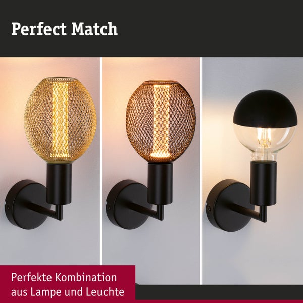 Wandleuchte Ravi IP44 E27 1800K 200lm 4,2W Schwarz matt