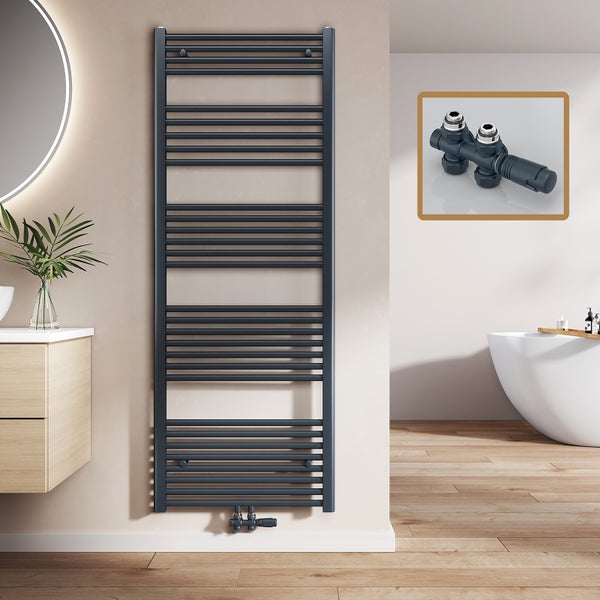 Badezimmer Szene mit Heizkörper, Waschtisch und Badewanne