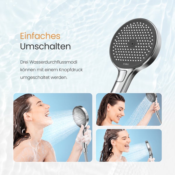 EMKE Duschsystem Thermostat Duschset mit 40cm Thermostatische Platt, Höhe 83 cm, 3 Strahlart(en), Brausestange, Handbrause, Regendusche, Wasserauslass