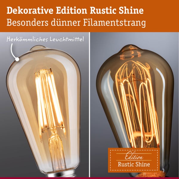 Rustic Shine Standard 230V LED Birne E27 300lm 4,5W 1800K dimmbar Gold
