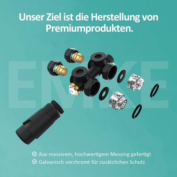 Emke Sanitär Installationsmaterial aus Messing und Chrom
