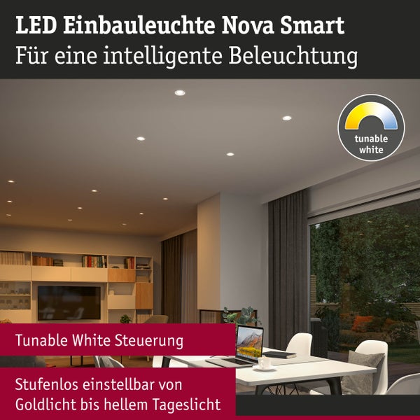 LED Einbauleuchte Nova Coin rund 84mm 50° Tunable White 3x6W 3x500lm 230V Weiß matt Aluminium