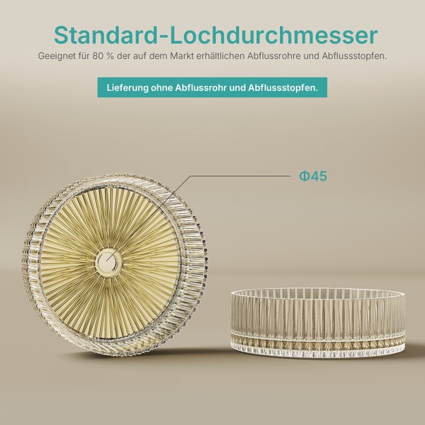 Ablaufgarnitur mit Standard-Lochdurchmesser von 45 Millimetern