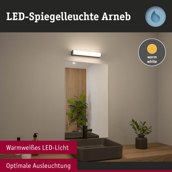 Selection Bathroom LED Wandleuchte Arneb IP44 3000K 700lm 230V 9W Schwarz