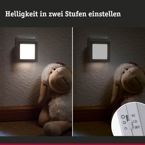Nachtlicht Esby mit Dämmerungssensor eckig 3000K 0,7lm