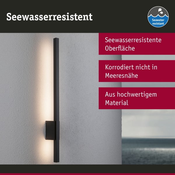 LED Außenwandleuchte Stan seewasserresistent IP44 800mm 3000K 11,5W 300lm 230V Anthrazit Aluminium