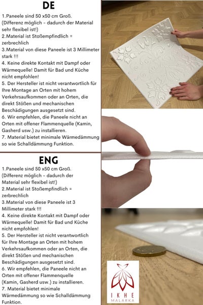 Paneelen aus reines Polystyrol XPS Styropor Deckenpaneelen Wandpaneelen 3mm dick - 50x50cm 0,25m² 0864