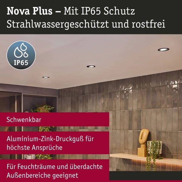Einbauleuchte Nova Plus schwenkbar IP65 rund 93mm 30° GU5,3 / GU10 max. 35W 230/12V dimmbar Schwarz matt