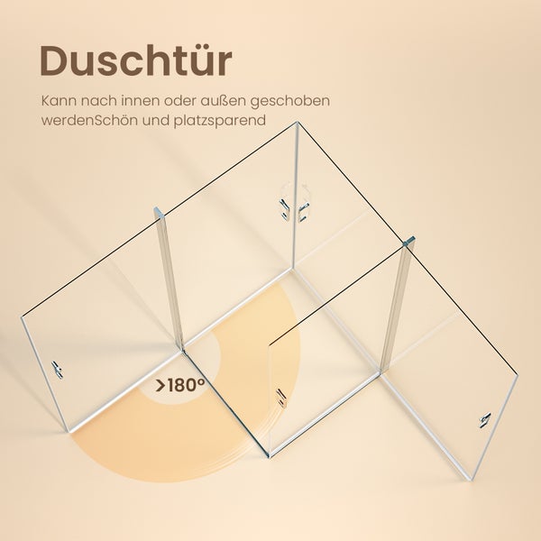 EMKE Eckdusche Duschkabine Eckeinstieg Pendeltür 90 x 90 cm, Duschabtrennung Schwingtür, 195 cm