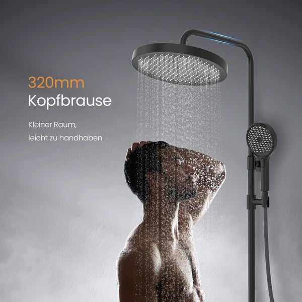 EMKE Duschsystem Duschsystem mit Thermostat Regendusche Duschsystem Kopfbrause, Höhe 83 cm, 3 Strahlart(en), Duschsystem mit Duschkopf, Regendusche, Wasserauslass