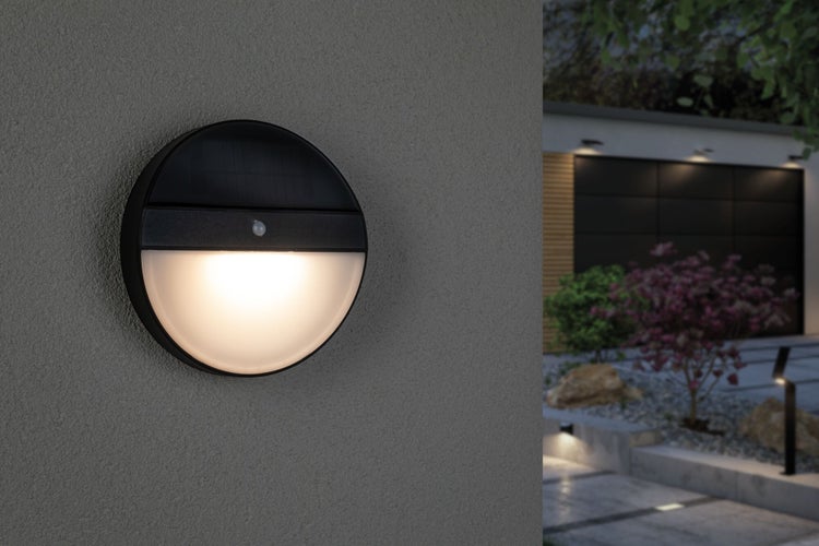 Solar LED Außenwandleuchte Elios Bewegungsmelder IP44 3000K 50lm Anthrazit