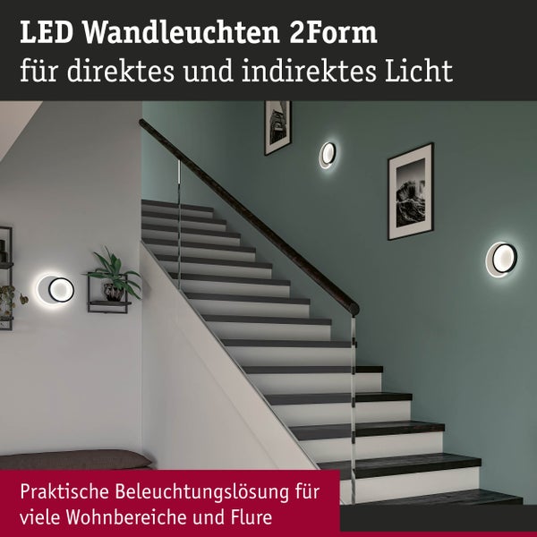 LED Wandleuchte 2Form 4000K 860lm / 730lm 230V 7W / 5,5W Weiß, Schwarz