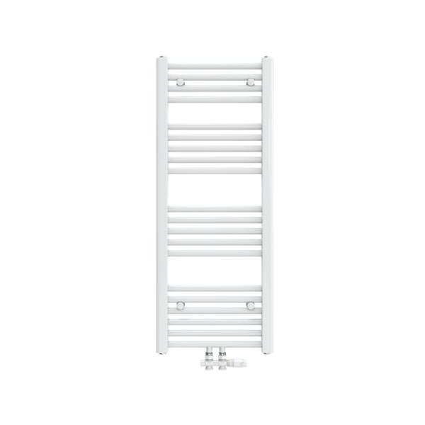 Weißer Handtuchwärmer mit Heizkörperanschluss