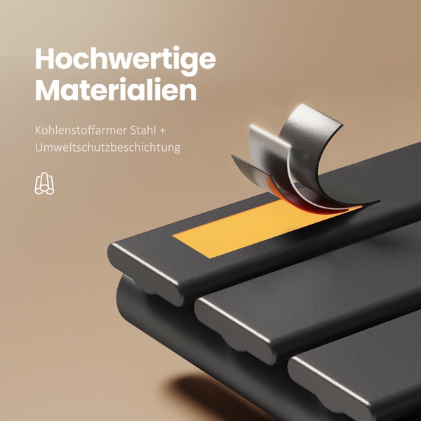 EMKE Badheizkörper Flach 1599x600 mm Schwarz Handtuchwärmer Handtuchtrockner, Panel Handtuchhalter Seitenanschluss für Bad Warmwasser 958W