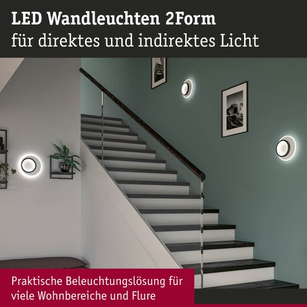 LED Wandleuchte 2Form 4000K 1190lm / 870lm 230V 9,5W / 7W Weiß, Schwarz