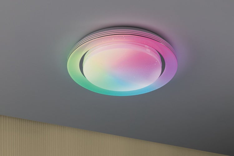 LED Deckenleuchte Rainbow mit Regenbogeneffekt RGBW+ 1600lm 230V 22W dimmbar Chrom, Weiß