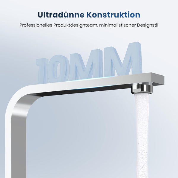 EMKE Küchenarmatur Chrom – Ultraflaches Design, 360° Schwenkbar, Edelstahl Einhebelmischer für Moderne Küchen, 30x22x10 cm, 3/8’’ Anschluss
