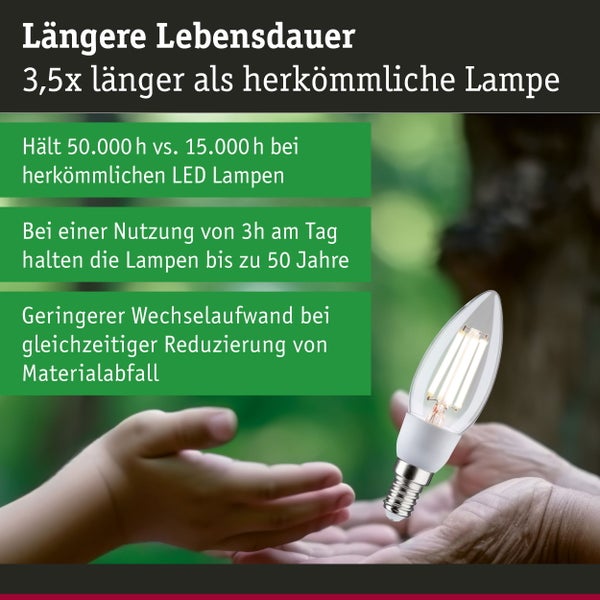 Eco-Line Filament 230V LED Kerze E14 525lm 2,5W 4000K Klar