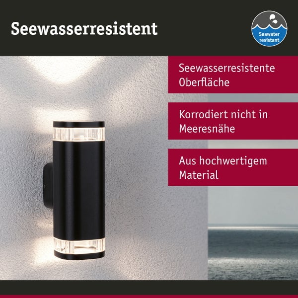 Außenwandleuchte Colum seewasserresistent IP44 80x112mm max. 2x20W 230V Anthrazit Aluminium