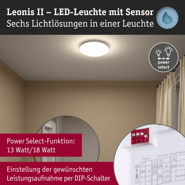 LED Deckenleuchte Leonis II Dämmerungsgesteuerter Bewegungsmelder (HF) IP44 3000 - 5700K 1750lm 230V 16,5W dimmbar Weiß