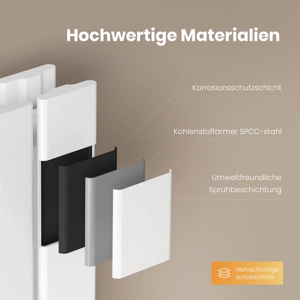 EMKE Designheizkörper 180x54 cm, 1949W, Weiß, Flach Badheizkörper Vertikal, Heizkörper Paneel, Doppellagig mit Mittelanschluss, Wandmontage, Zentralheizung, für Bad