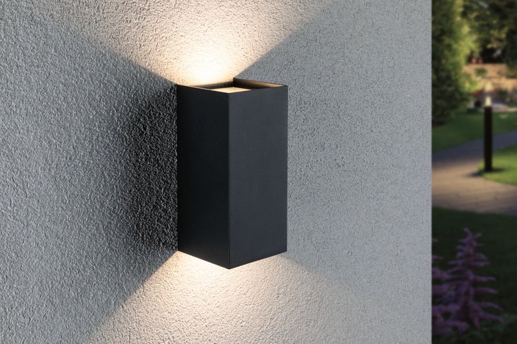 LED Wandleuchte Flame IP44 eckig 102x100mm 3000K 2x5,8W 2x540lm 230V 105° Anthrazit Aluminium