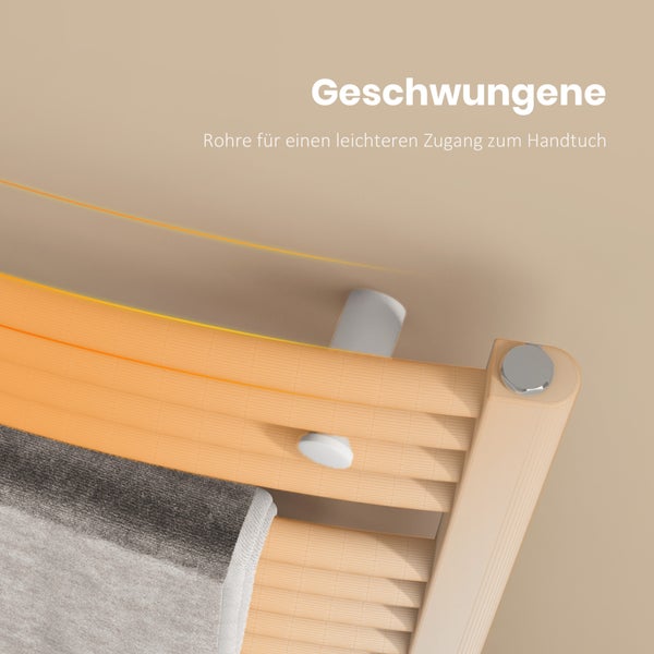EMKE Elektrischer Badheizkörper 75x60 cm, Gebogener Handtuchwärmer mit Heizstab, Thermostat & Timer, 300W, Weiß, für Badezimmer geeignet
