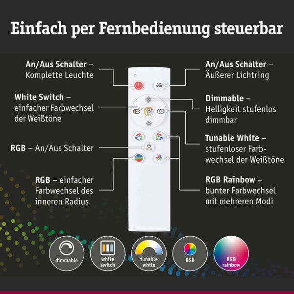 Wand-/Deckenleuchte Spaceglow One RGB+ 2000lm 230V 34,5W dimmbar Schwarz matt