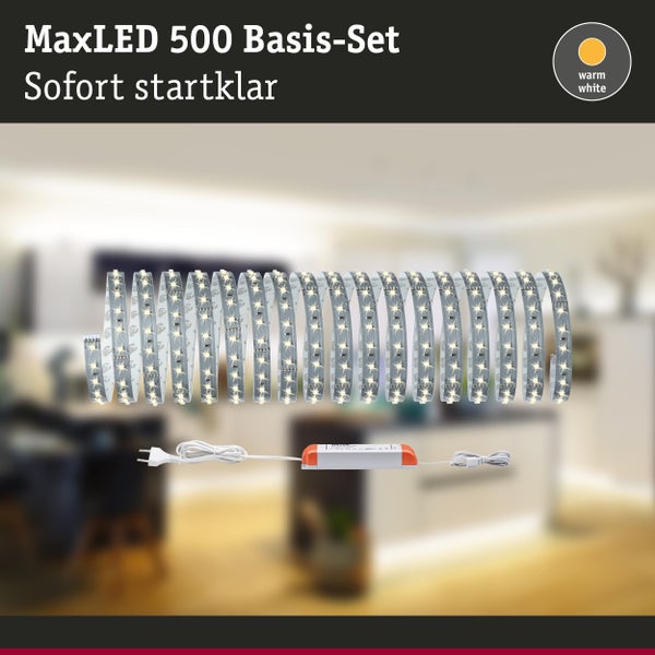 MaxLED 500 Basis-Set mit warmweißen LED Streifen und Anschlusszubehör