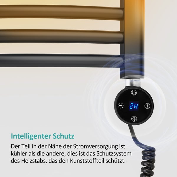 EMKE Heizstab 600W mit Thermostat und LCD Bildschirm, Heizpatrone für Badheizkörper Heizelemente aus Edelstahl Heizungen Handtuchwärmer Schwarz-thumb-2